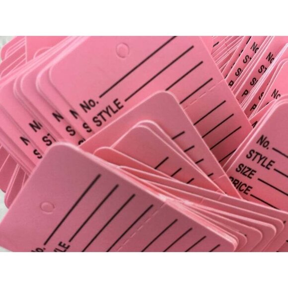 Pink Price Garment Clothes Tags Inventory Junk Journal Ephemera Lot 50 mq - Picture 2 of 7